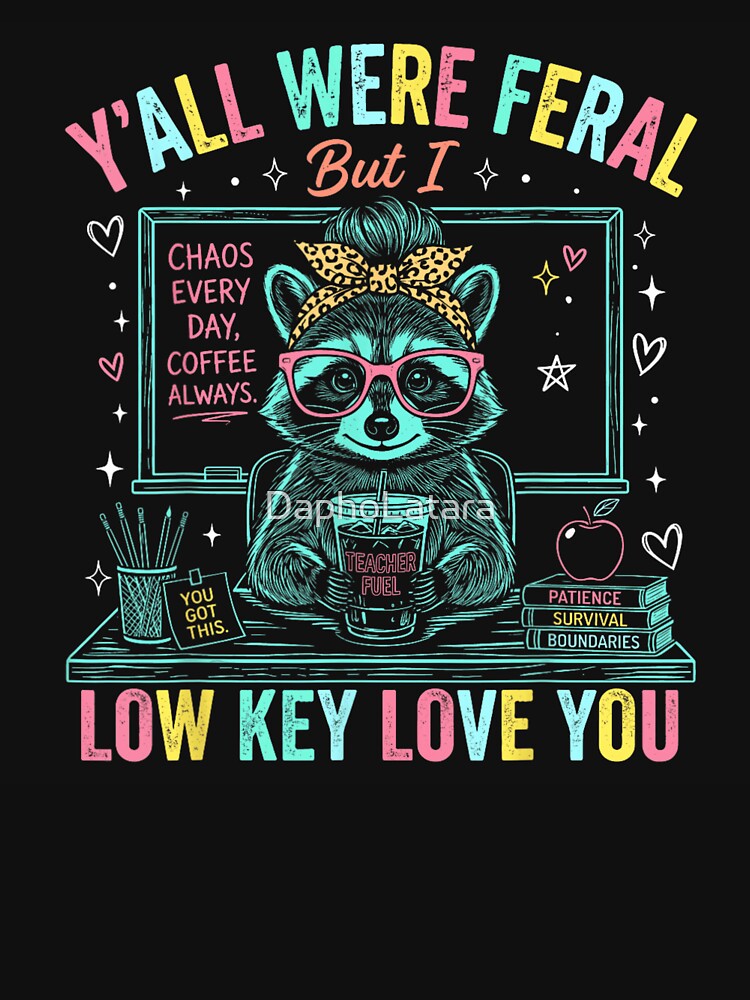 Funny Chaos Every Day Coffee Always Feral Raccoon Teacher Appreciation Design by DaphoLatara