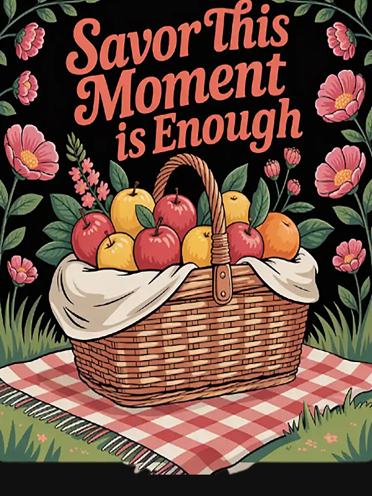 Savor This Moment Is Enough Picnic Basket by TheRetroStyle