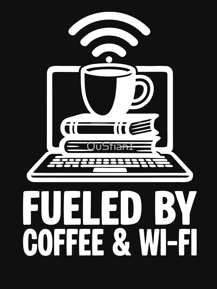Fueled by Coffee and Wi-Fi - Funny Remote Work & Student Life Design by OuSfian1