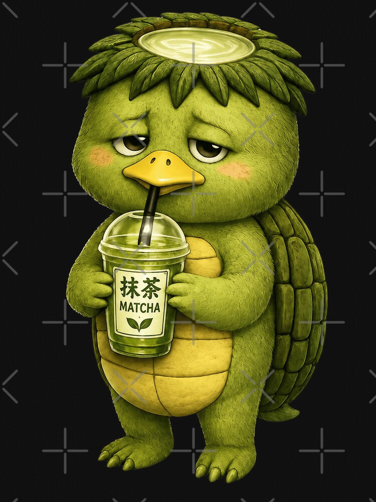 Kappa Drinking Matcha | Cute Japanese Yokai Tea Spirit by TheTrendsDesk