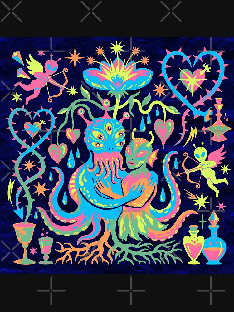 Neon Psychedelic Alien Love Cosmic Roots by zzz888