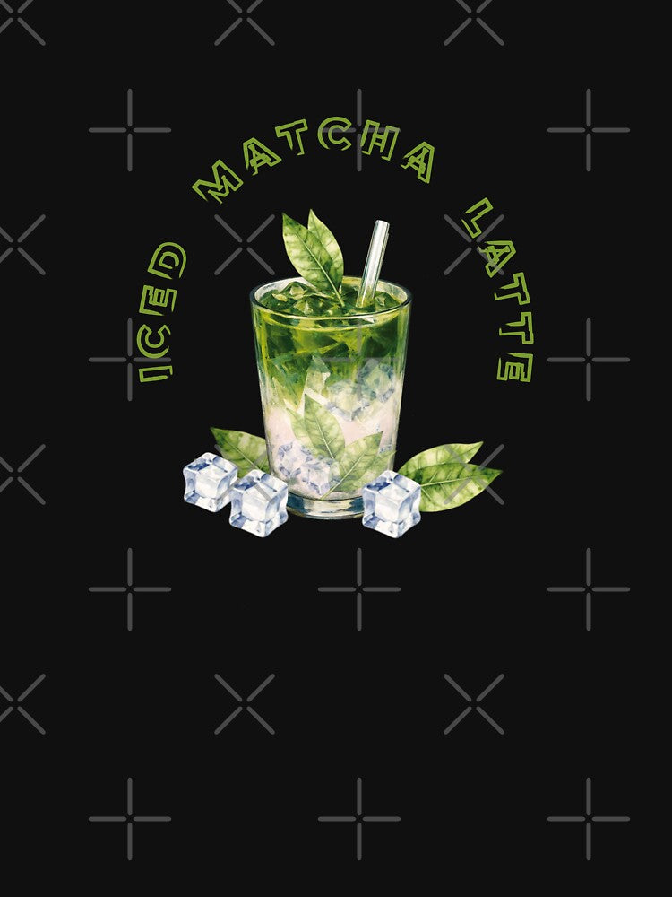 Iced Matcha Latte Cocktail Glass | Matcha Lover Aesthetic Drink Illustration by unique art and design