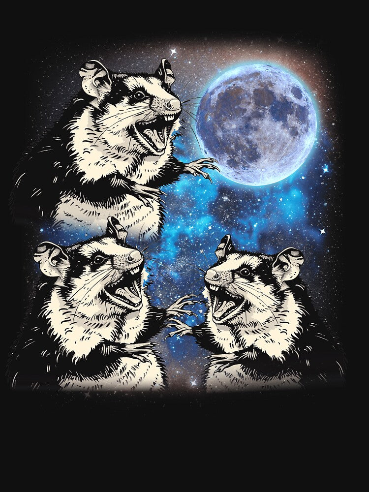 Three Possum Moon Cursed Meme Funny 3 Howling Possum Gear by DynamicDesign