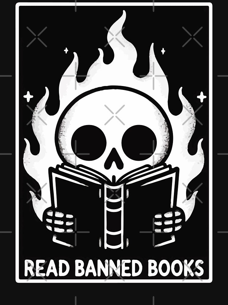 Read Banned Books Monochromatic Skeleton by TomFrontierArt