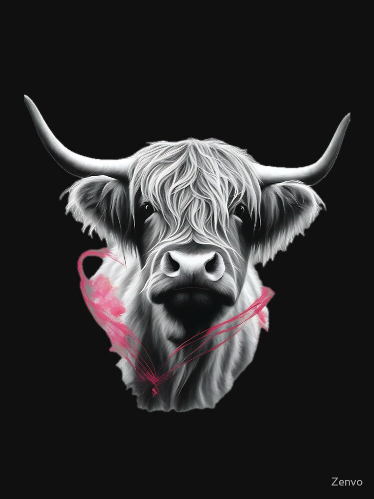 Highland Cow Pink Heart by Zenvo