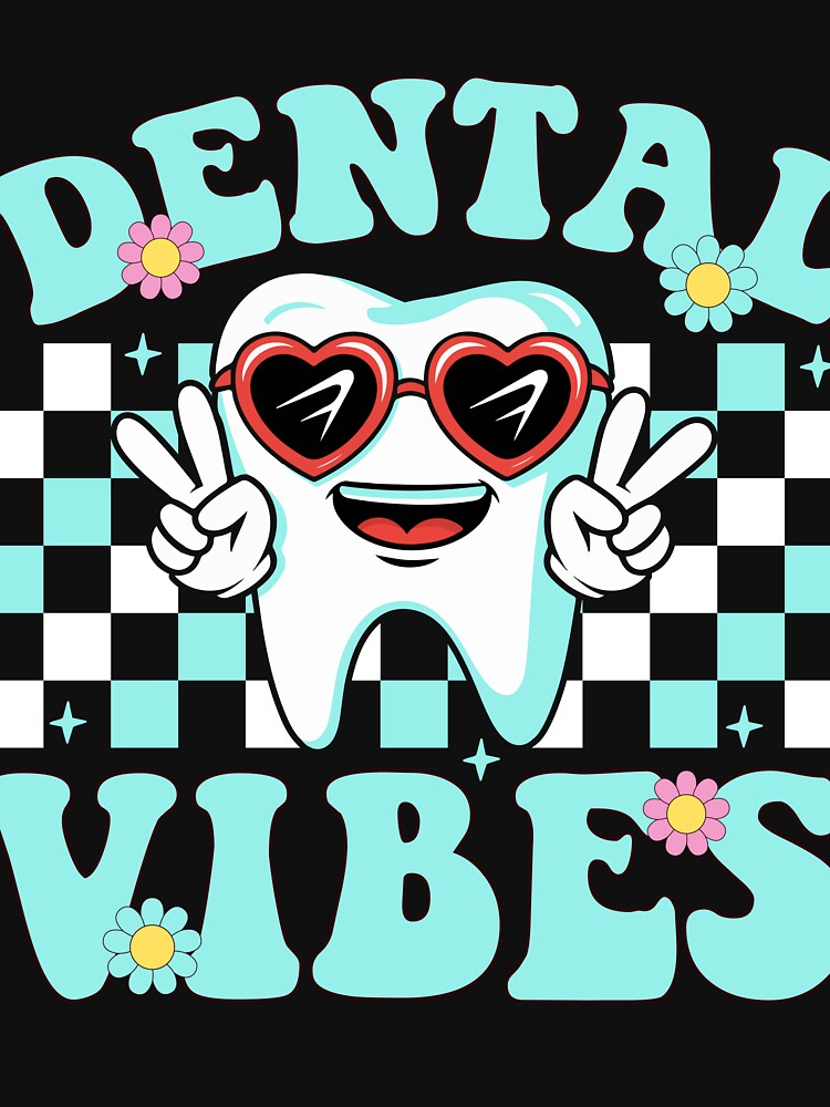 Retro Groovy Dental Vibes Funny Dentist Hygienist by Dream-Art-Wear