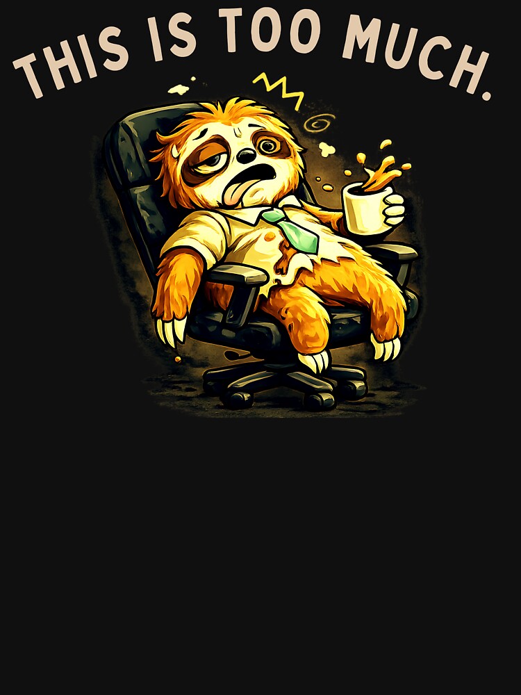 This Is Too Much Funny Overstimulated Sloth Shirt by AdicretorDesign
