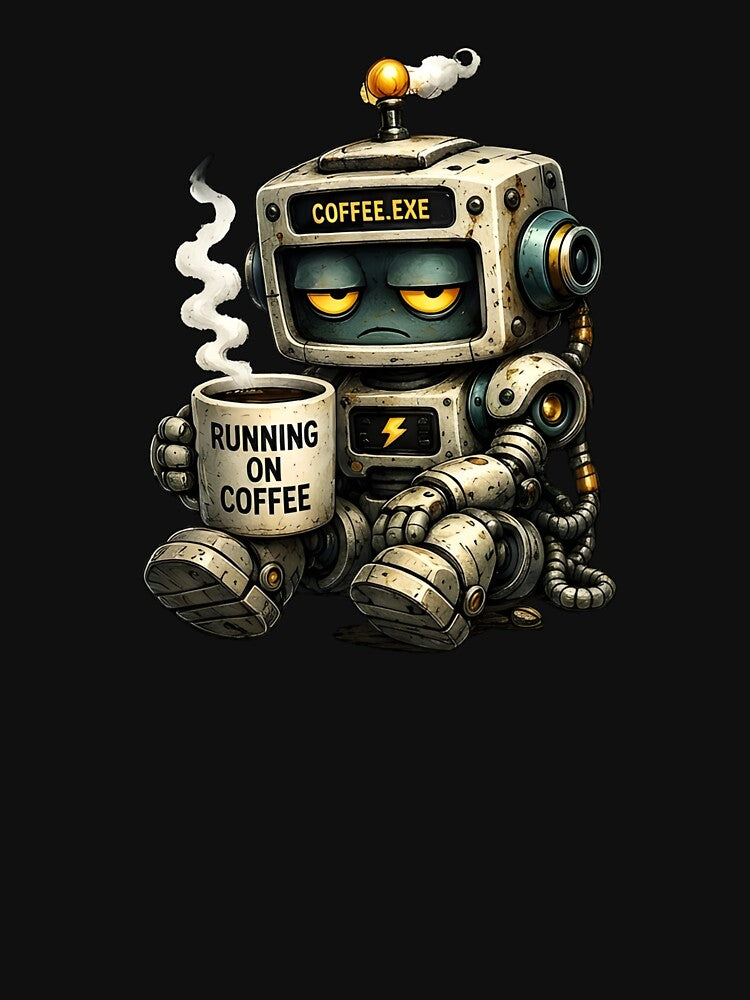Funny Grumpy Robot Coffee Humor by RustyBot
