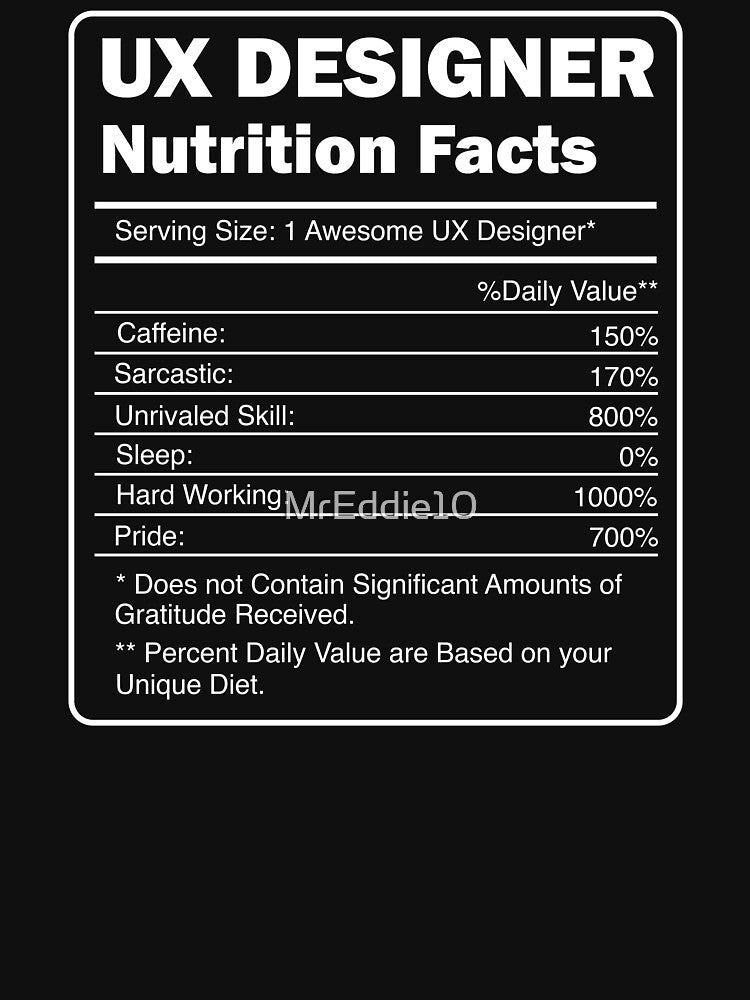 Ux Designer Nutritional Facts Art by MrEddie10