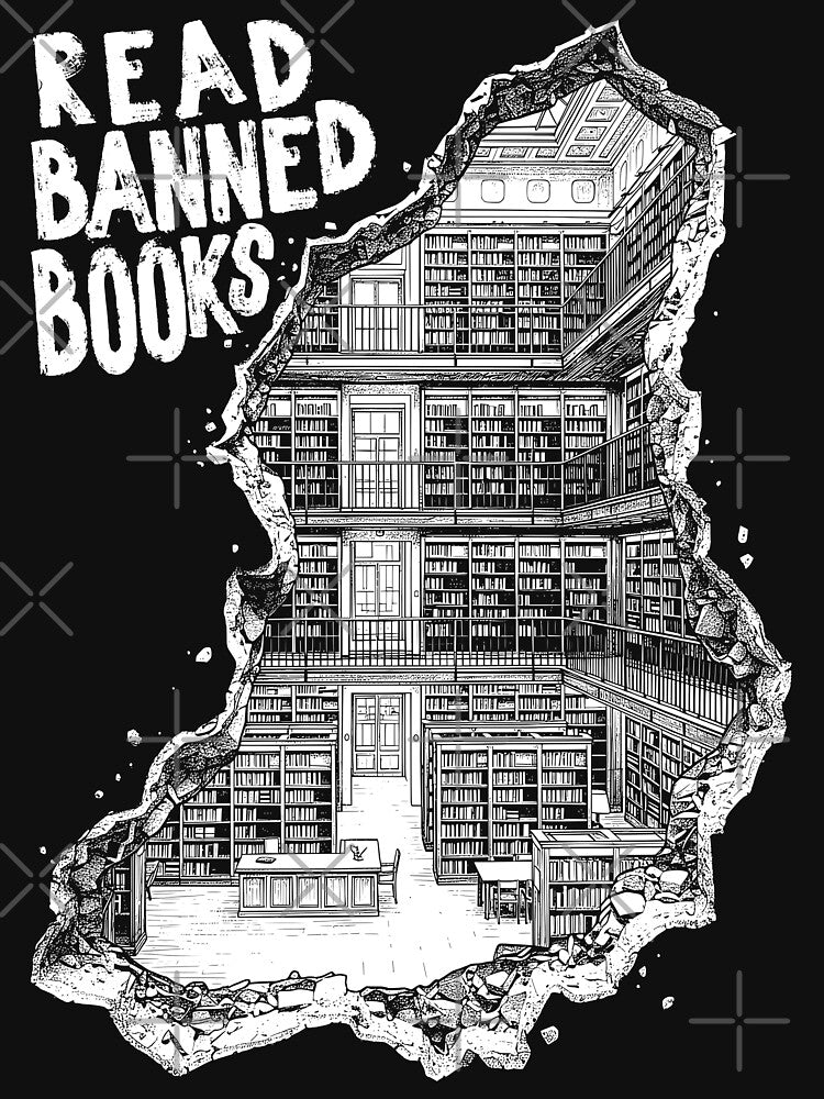 Read Banned Books Funny Librarian Library Wall Graffiti by GrandeDuc