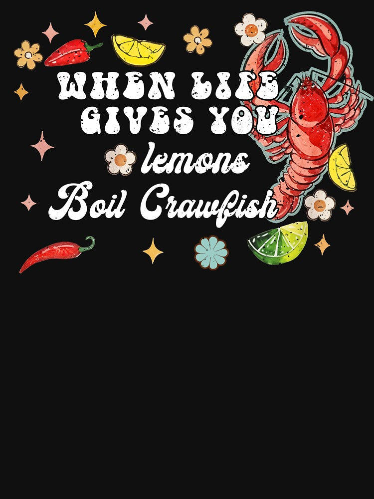 Retro Boil Crawfish Lemons T-Shirt by LarryMBrown