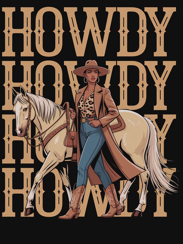 Howdy Black Cowgirl Country Western Rodeo by Patricsselin