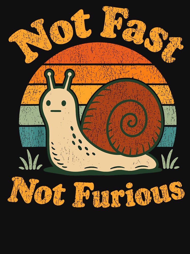 Not Fast Not Furious Funny Vintage Snail Animal Lover Sunset by PixlCrypt