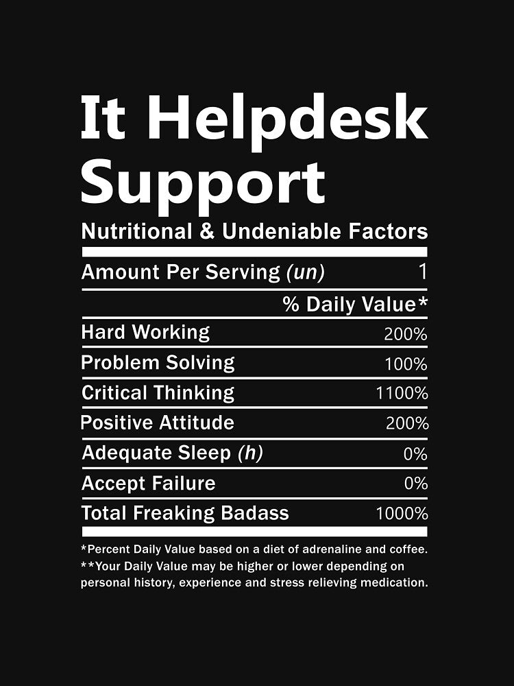 It Helpdesk Support T Shirt - Nutritional And Undeniable Factors Gift Item Tee by cpaddensil