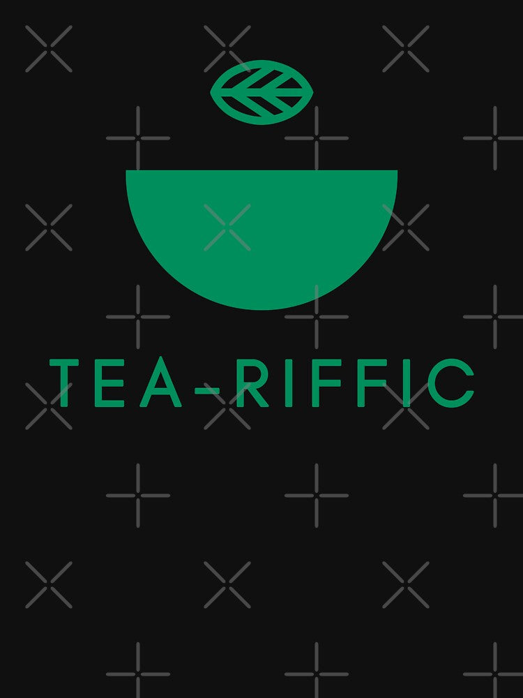 Tea-riffic Green Half Cup Matcha Pun by LekkieStudioArt