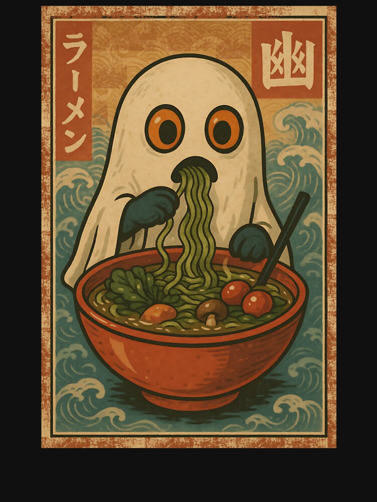 Funny Ghost Ramen Japanese Anime Retro Kawaii For Halloween by Imaginarium Design