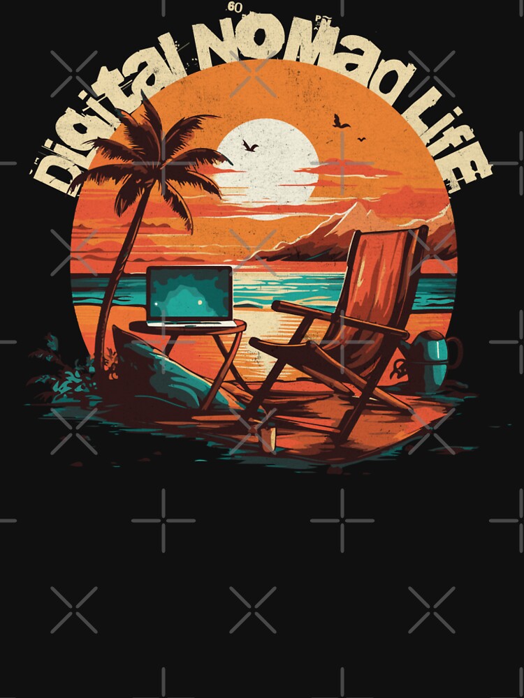 Sunset Workstation Beach Scene for Digital Nomads by Sir Meow Meow