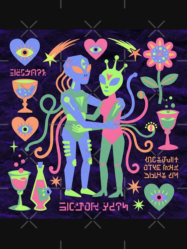Neon Psychedelic Alien Love Galactic Cipher by zzz888