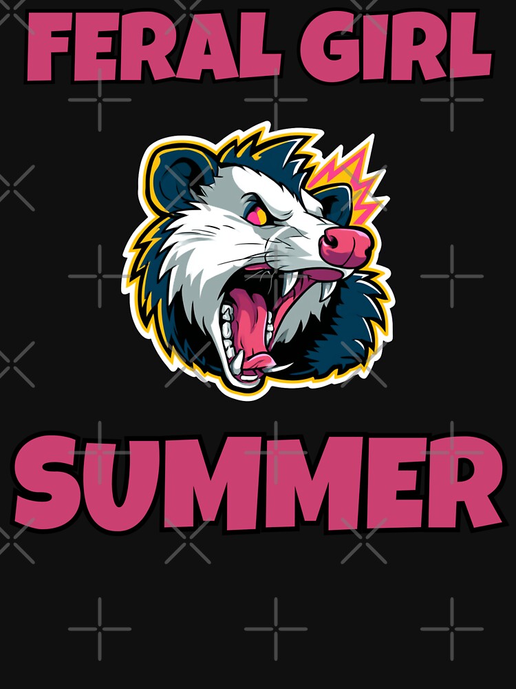 Feral Girl Summer Shirt - Funny Opossum Meme Graphic Tee - Retro 70s Screaming Possum Sweatshirt - Groovy Chaotic Energy Trash Animal Gift by VectorForge