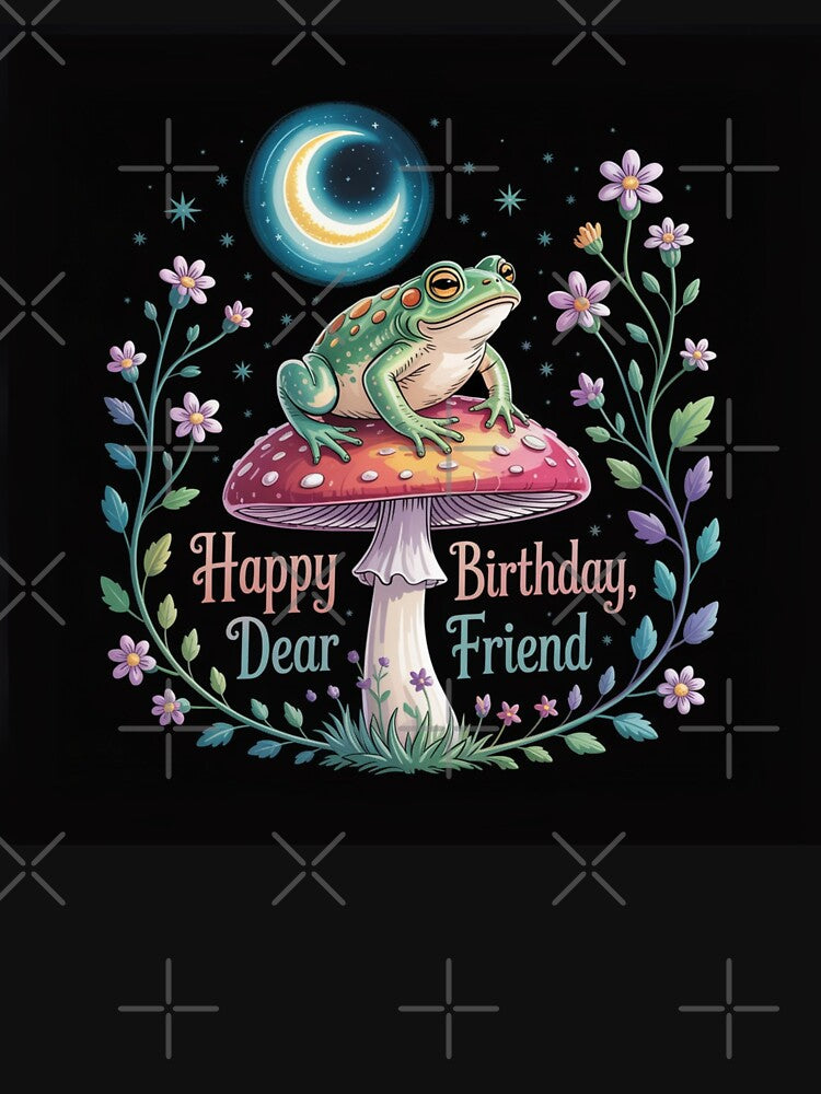Frog on the Enchanted Mushroom – Friendly Birthday Greeting by FusiTink