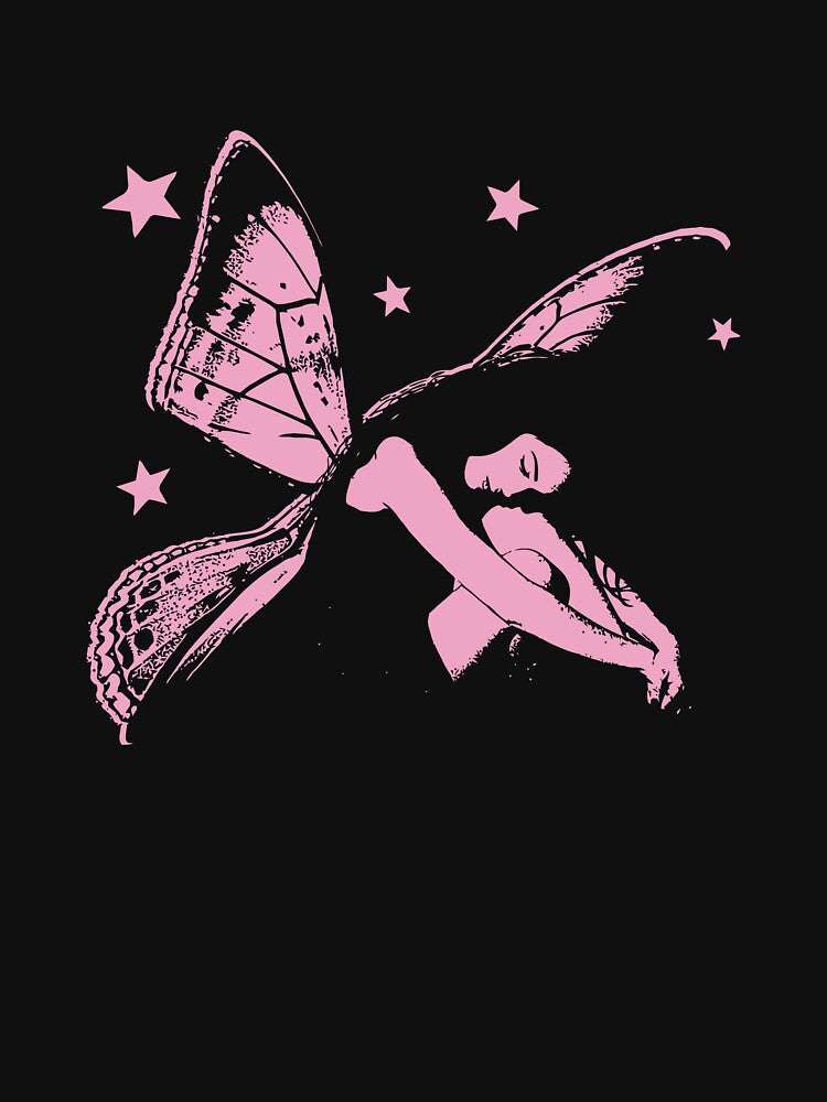 Pink Fairy Aesthetic Grunge Starry Winged Girl by Jambiya
