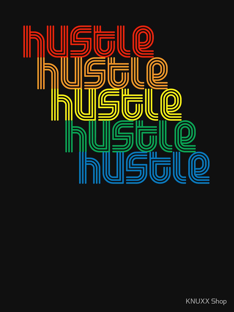Hustle Repeat Rainbow 1970s Disco Funk Vintage Do Retro Neon Light Funky by KNUXX Shop