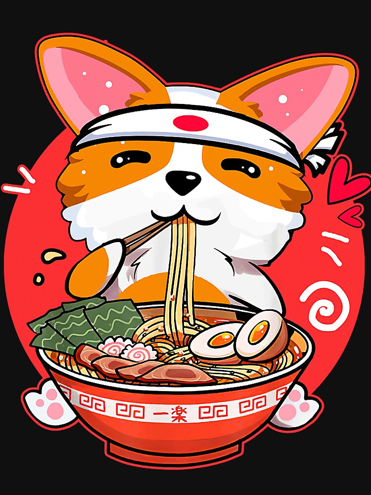 Kawaii Corgi Ramen Cute Japanese Manga Anime by SentaSchmitt