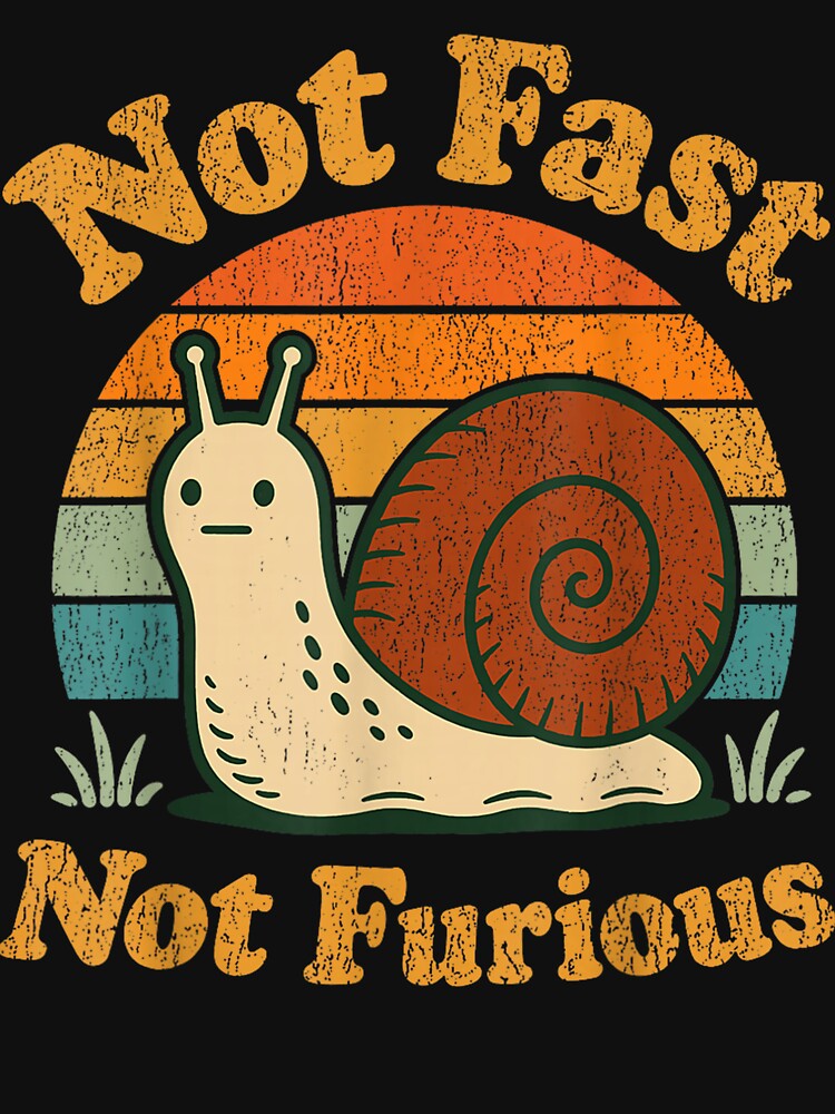 Not Fast Not Furious Funny Snail Pace Funny Retro Sunset by MatherFisher