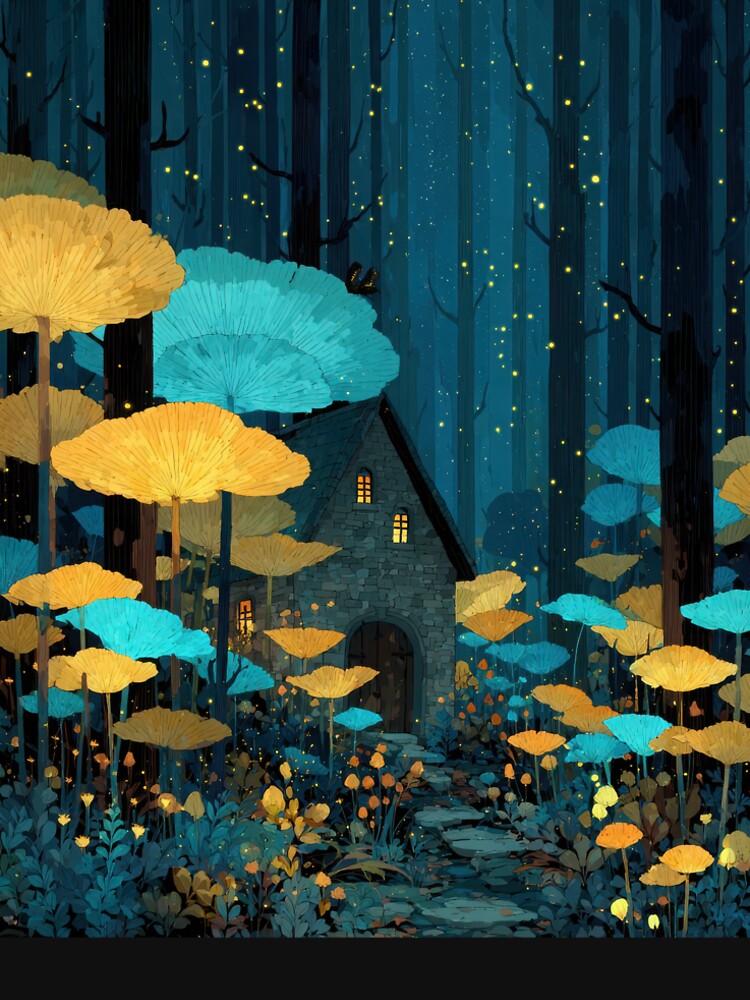Glowing Mushroom Forest Fantasy Art Print — Fairycore Wall Decor for Whimsical Nature Lovers by GraceInNatureCo