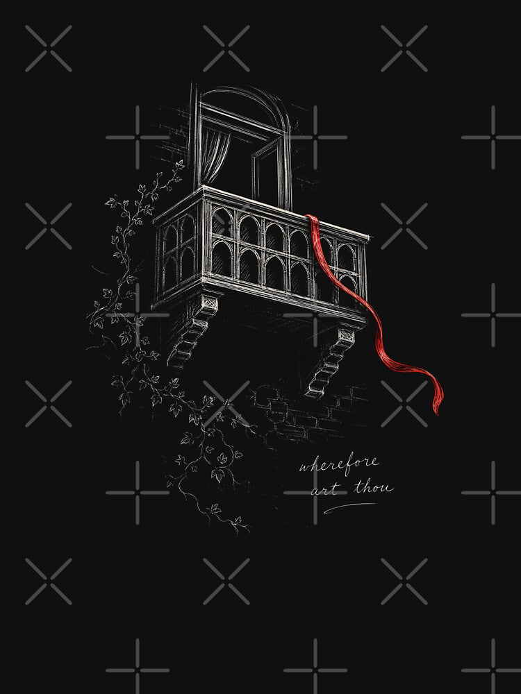 Wherefore Art Thou Romeo and Juliet Empty Balcony Sketch by Fenay Designs