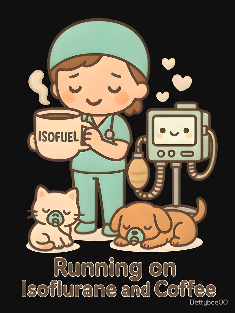 Running on Isoflurane and Coffee – Funny Veterinary Anesthesia Design by Bettybee00