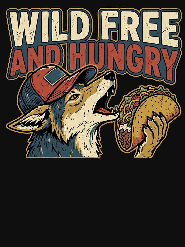 Wild Free And Hungry Funny Wolf Taco Shirt by TeNovaStudio