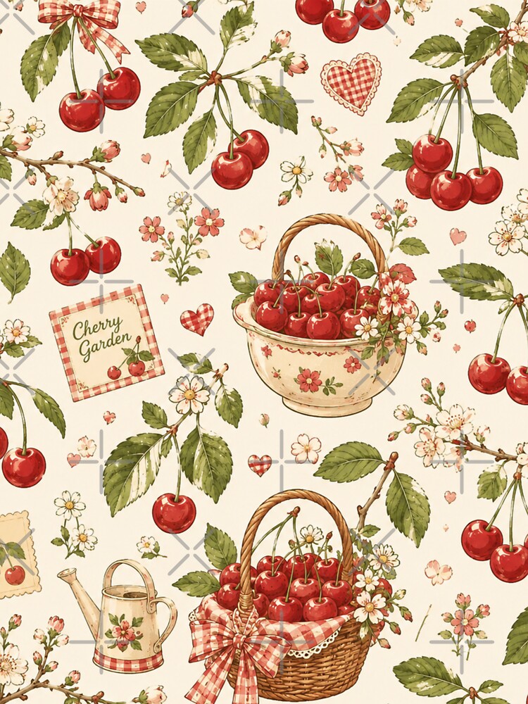 Cottagecore Cherry Garden Pattern by Aramdesing