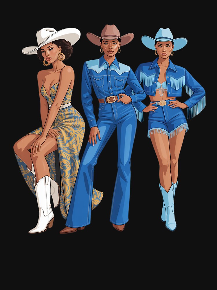 Denim Black African American Cowgirl Western Country Texas by ShelFisher