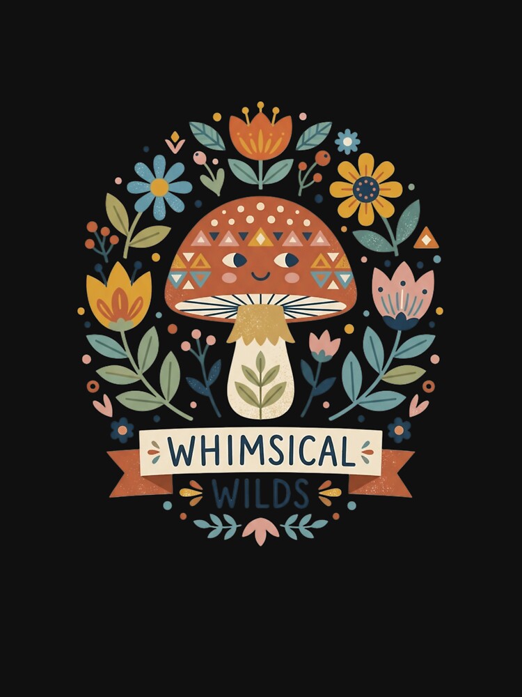 Whimsical Smiling Mushroom Folk Art by Figurimania