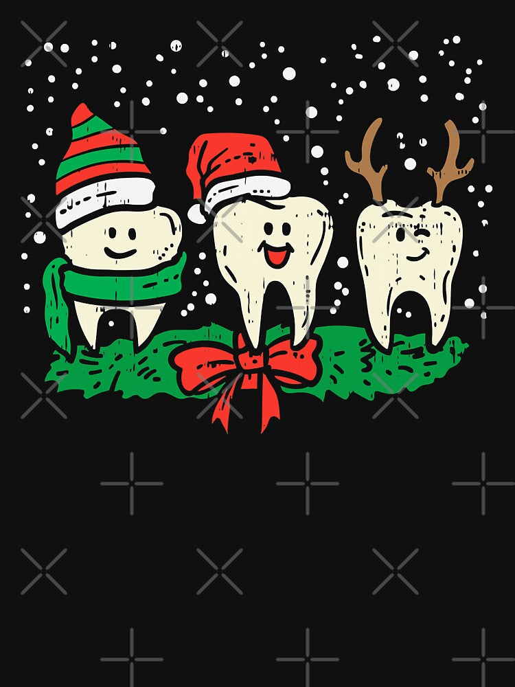 Dental Cute Christmas Teeth Reindeer Santa Snow Dentist by norwoodcarney