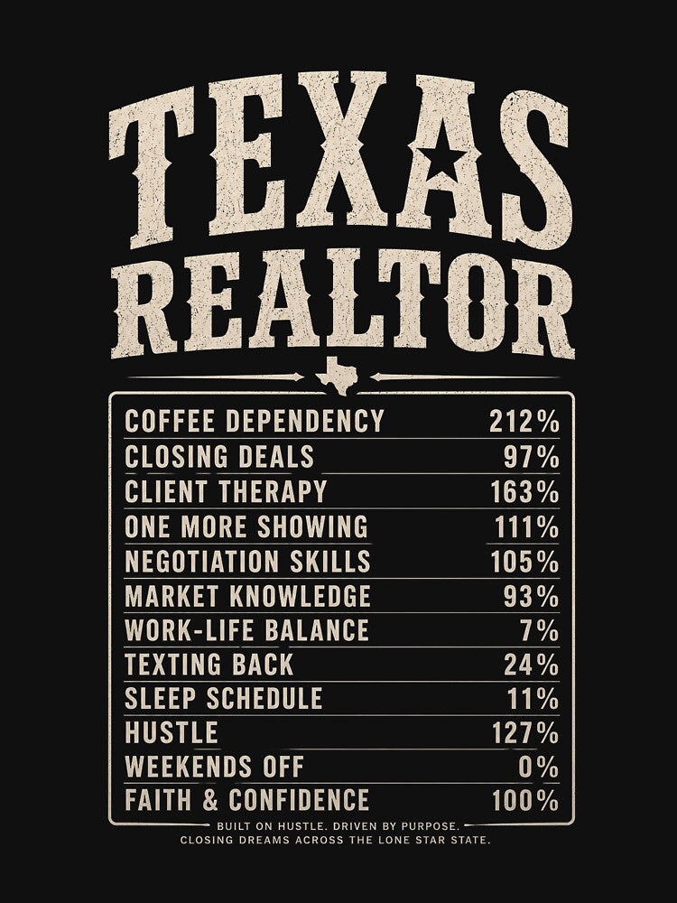 Texas Realtor Nutrition Facts Shirt for Women | Funny Realtor Gift by CoachEkong