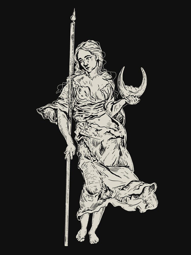 Luna - Moon Goddess Engraving - Vintage Art by Arcane Orchid