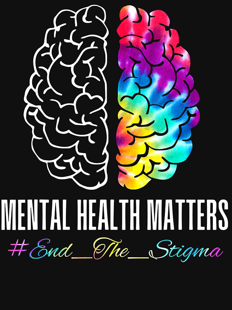 End The Stigma Mental Health Matters Tee Human Brain Illness by JodyBoling