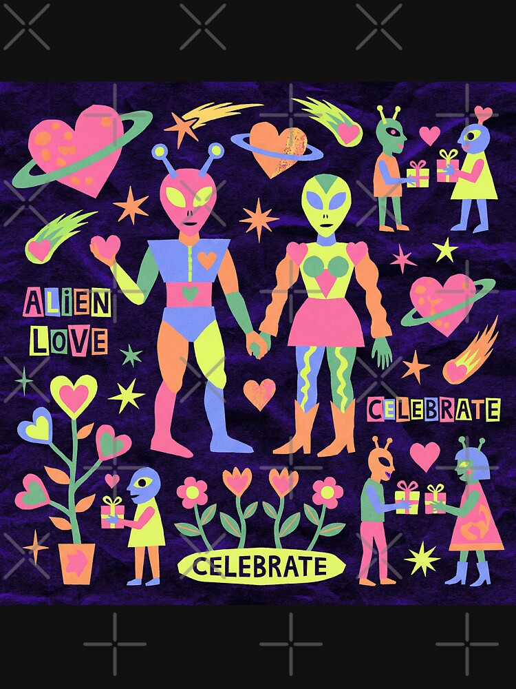 Neon 90s Blacklight Alien Love Celebration by zzz888