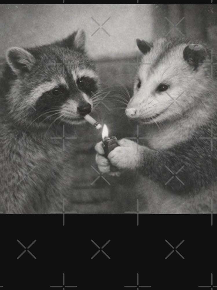 Retro Funny Raccoon smoking, Dark Humor Trash Panda Lover by will freed18