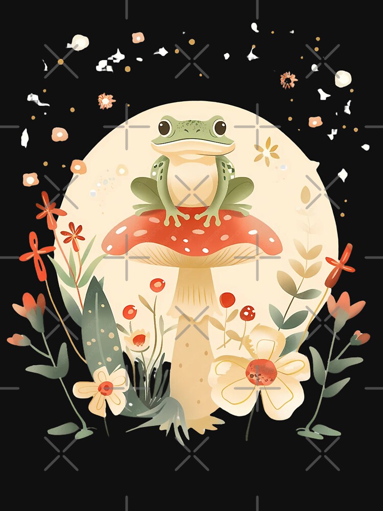 frog sitting on a mushroom classic tshirt by anandsiva2703