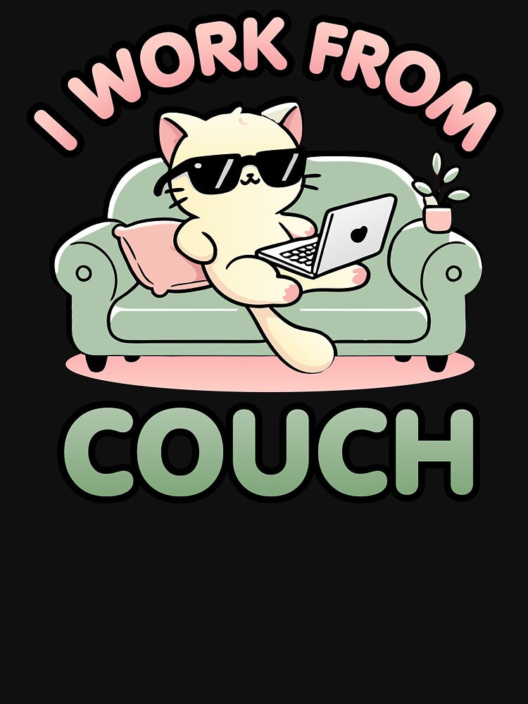 I Work From Couch – Lazy Cat Remote Worker Design by Karma Design