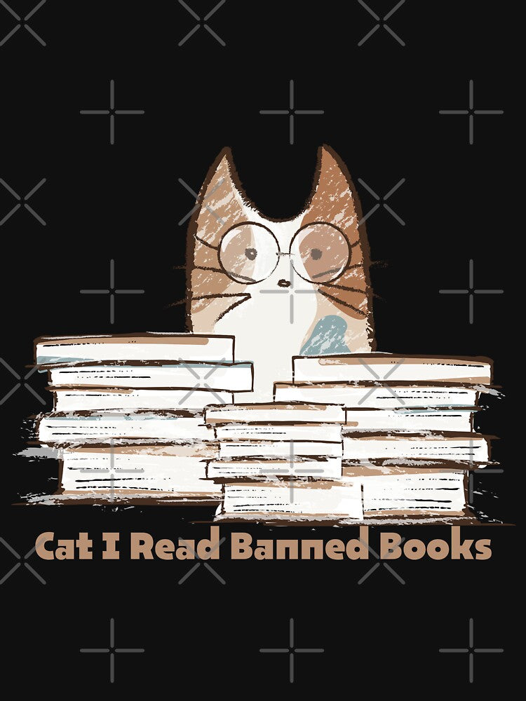Cat I Read Banned Books cute by FLOWER--ART