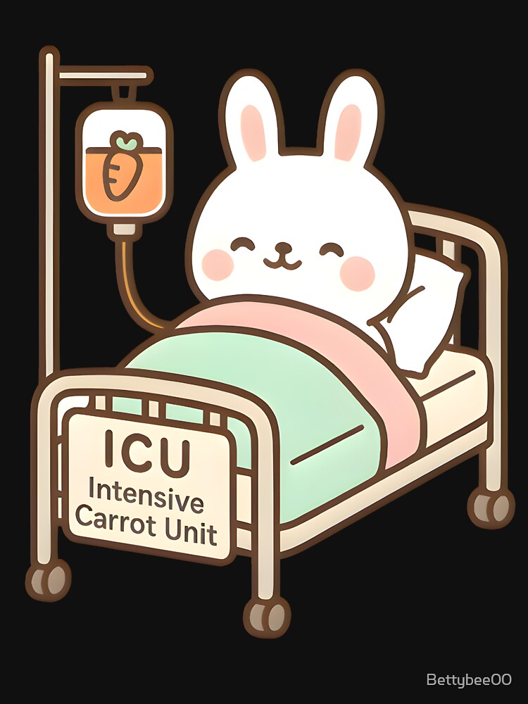 Bunny ICU – Intensive Carrot Unit | Cute Vet Bunny Pun Design by Bettybee00
