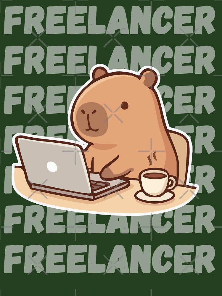 Freelancer Capybara Working From Home – Remote Work Life Art by Nubesss