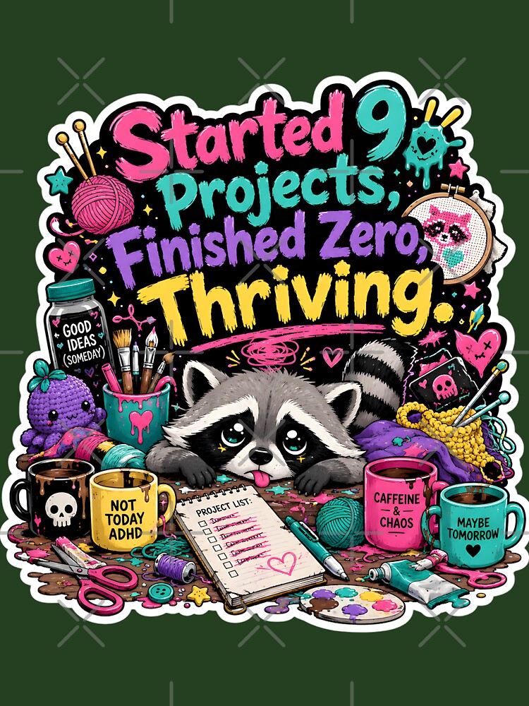 Started 9 Projects Finished Zero Thriving Raccoon by KXDigitalStudio