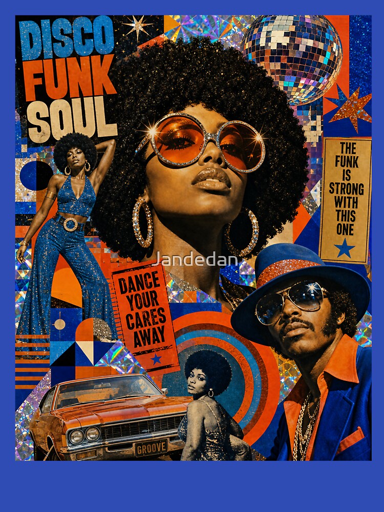 Disco Inferno — 70s Disco & Funk Mixed‑Media Collage by Jandedan
