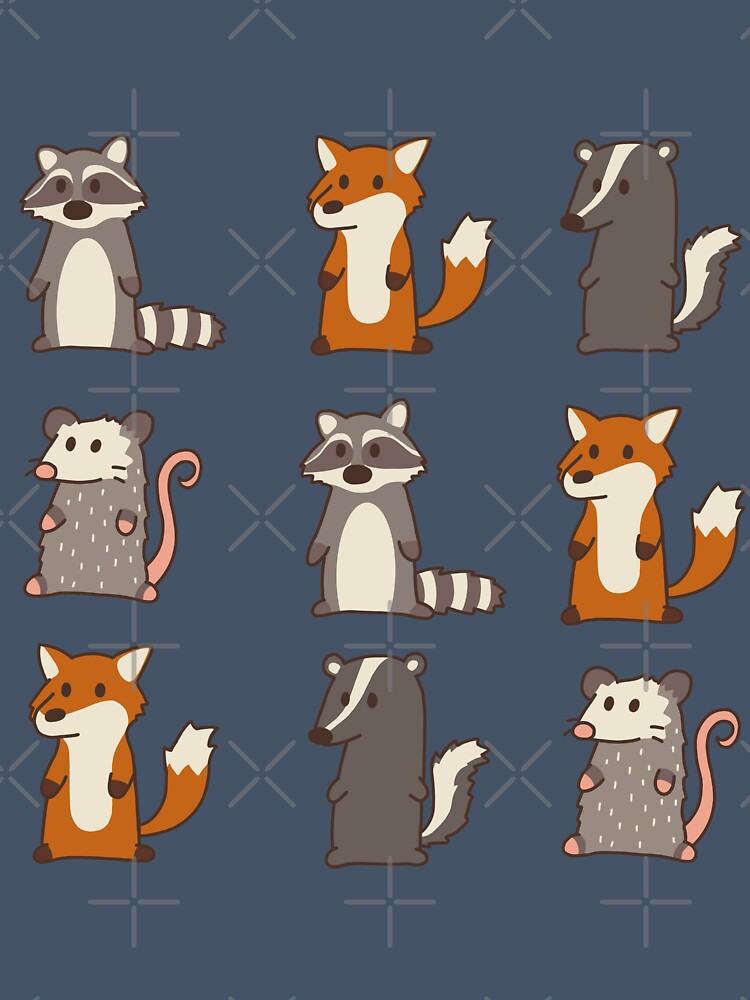 fox, raccoon, opossum & skunk woodland friends #3 by Claudia McQuilkin
