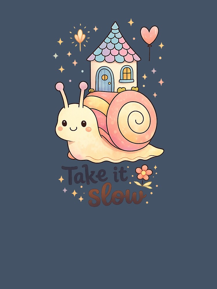 Take It Slow Cute Snail Positive Design by SoftSproutstu